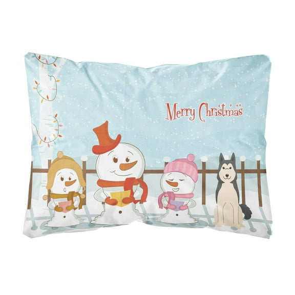 Carolines Treasures BB2356PW1216 Merry Christmas Carolers West Siberian Laika Spitz Canvas Fabric Decorative Pillow, 12H