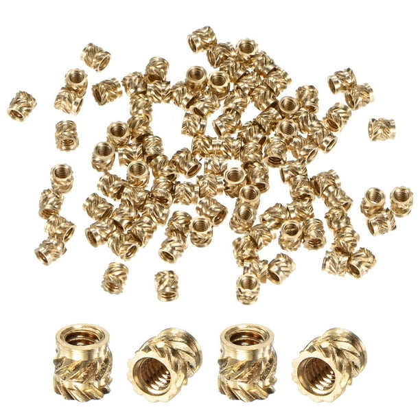 Uxcell 150-Pack Insertos Roscados, Kit de Tuercas de Inserto Estriado de Latón M2 x 3mm x 3mm para Componentes de Plástico/DIY Impresión 3D