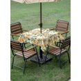 thumbnail image 4 of Outdoor Tablecloth with Umbrella Hole for Patio/Picnic/Party/Camping, Orange Waterproof Table Cloth Square Cover Washable, Green Botanical Watercolor Summer Fruits (54"x 54"), 4 of 9