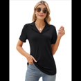 thumbnail image 3 of Camisas de Mujer con Cuello de Solapa, Cuello en V, Blusa de Corta, Blusa Informal Elegante. Negro XXL, 3 of 9