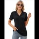 thumbnail image 3 of Camisas de Mujer con Cuello de Solapa, Cuello en V, Blusa de Corta, Blusa Informal Elegante. Negro L, 3 of 9