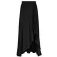 thumbnail image 3 of Zaldita Women's Asymmetric Hem Ballet Dance Skirt Casual Office Work High Waist Ruffle Maxi Skirts Black XXL, 3 of 7