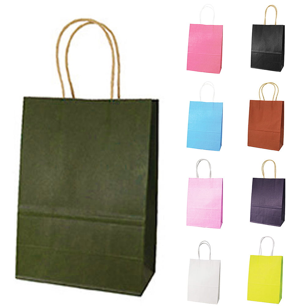1pcs Kraft Paper Party Bag with Handles Recyclable Loot Bag Tote Wedding Party 