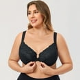 thumbnail image 3 of CHOK Women‘s Front Closure Bras Plus Size Lace Full Coverage Underwire Unlined Bra, 3 of 7