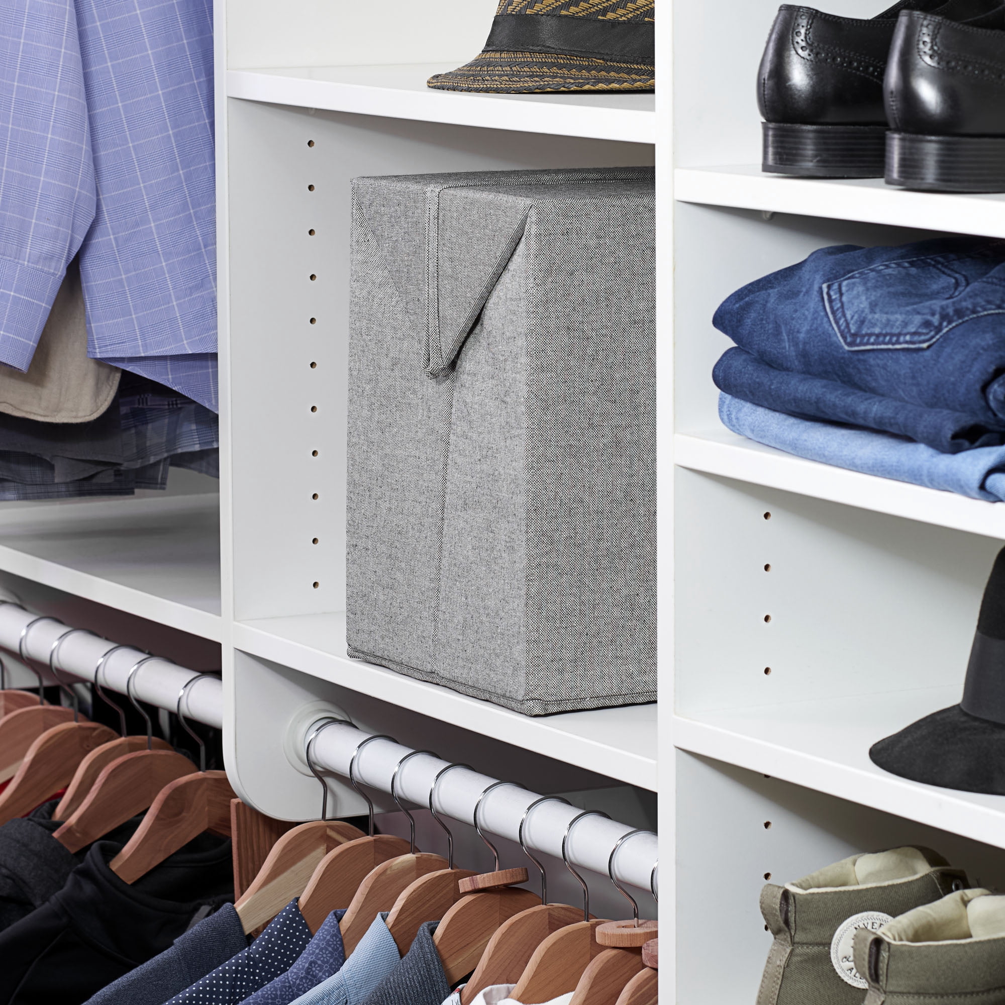 Household Essentials Expandable Fabric Storage Bin, Gray, Tall