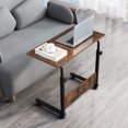thumbnail image 2 of 31.5'' Removable Side Table with Wheels, Rectangular Adjustable Height Table with Baffle, Steel Frame Table for Home, Office, Small Space, Brown, 2 of 8