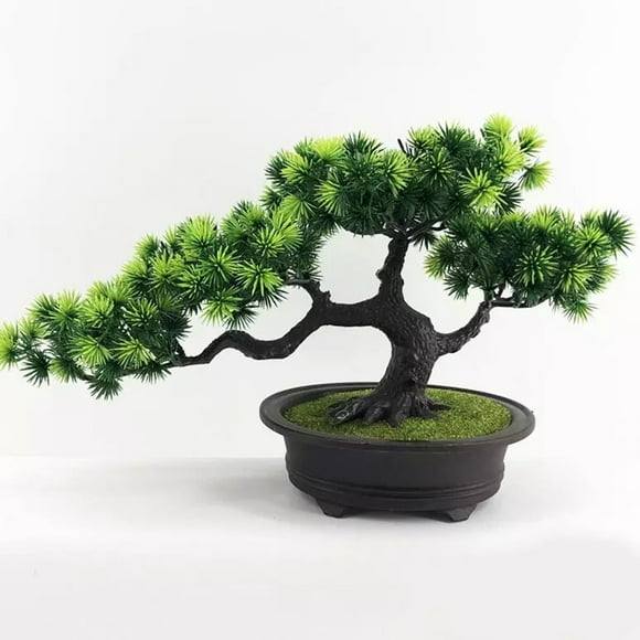Fake Green Plants, Artificial Plant Bonsai Welcoming Pine, Low Maintenance, Suitable for Casement, Office, and Desk
