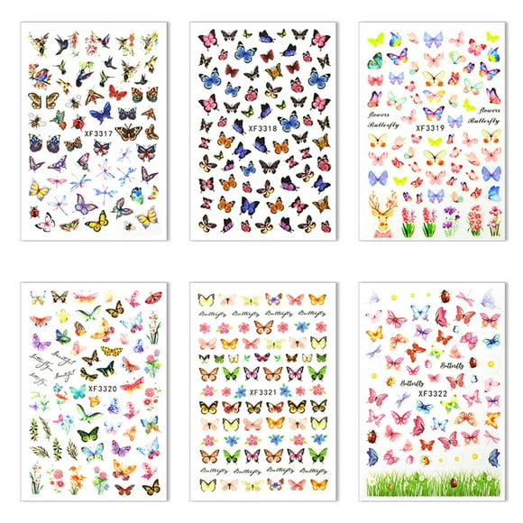Yeacher Nail Sticker with Butterfly Patterns for Nail Art Decoration DIY Decals Manicure Set for Women & Kids