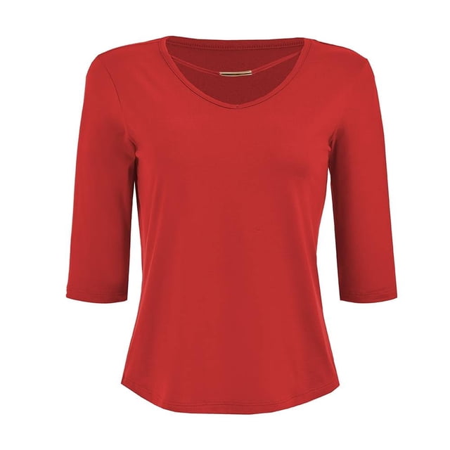 Blusa George para Mujer, Escote V con Bies y Aplicación en Escote Rojo Talla EG