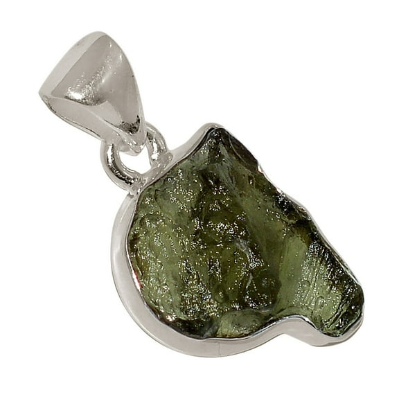 Natural Genuine Czech Moldavite 925 Sterling Silver Pendant Jewelry ALLP-28286