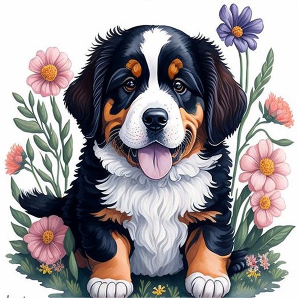 (NH4102) Resina Diamante Serie Animal Cachorro Diamante 30*30CM