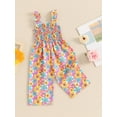 thumbnail image 3 of Argulvti Toddler Baby Girl Polyester Casual Jumpsuit Summer Floral Print Sleeveless Wide Leg Romper Pants, 3 of 7