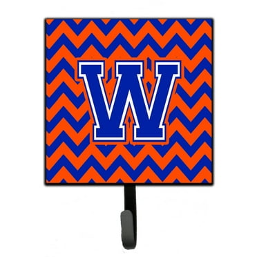 Carolines Treasures CJ1044-WSH4 Letter W Chevron Orange and Blue Leash or Key Holder Single Hook multicolor
