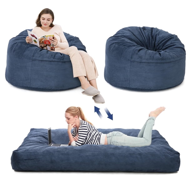 Yeshouse Sillón puf grande convertible en cama con relleno, 2 en 1, para adultos con funda de pana lavable, sofá cama para sala de estar y dormitorio