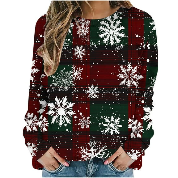 Ltctricy Plus Size Christmas Sweatshirts for Women Winter Fashion Cute Crewneck Pullover Top Casual Vacation Shirts