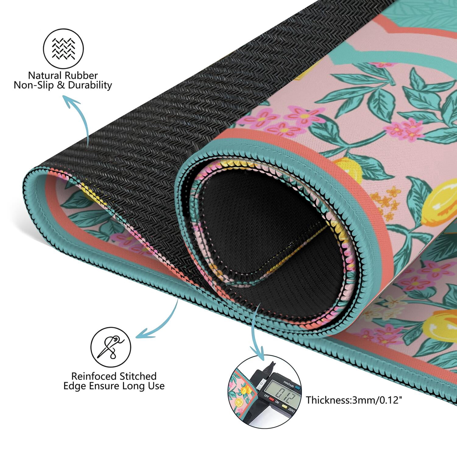 Green Mahjong Mat with Rules, 31.5*31.5in Anti Slip American Mahjong Mat for Table, Noise Reduction, Neoprene Mah jongg Mats with Carrying Bag & 3 Dices, Mahjong Supplies Gift, Board Tile Games Mats