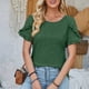 thumbnail image 4 of Blusas de Algodón para las Mujeres Impresas Cuello Redondo 3/4 Manga Casual Camiseta, Ligero Top de Algodón de Imitación para el Hogar, Diario Y Cuatro Estaciones de Uso, 4 of 4