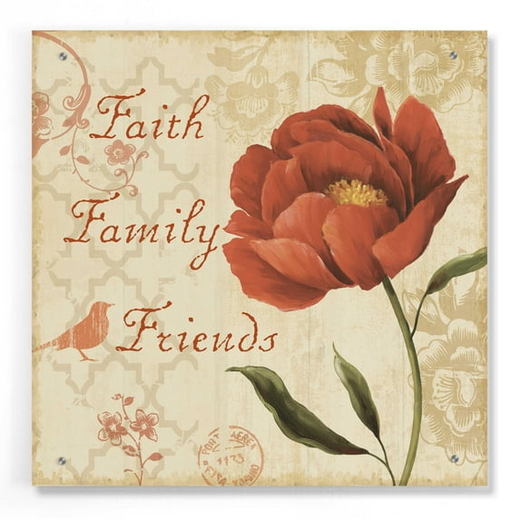 Epic Art 'Faith Family Friends Sq' by Lisa Audit, Acrylic Glass Wall Art, 24"x24"