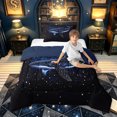 thumbnail image 2 of meiyoeat Galaxy Star Whale Twin Comforter Sets for Kids Boys Girls, Magic Starlight Celestial Animal Bedding Set, Dark Blue, Blue Reversible, 2pcs, 1 Comforter and 1 Pillowcase, 2 of 5