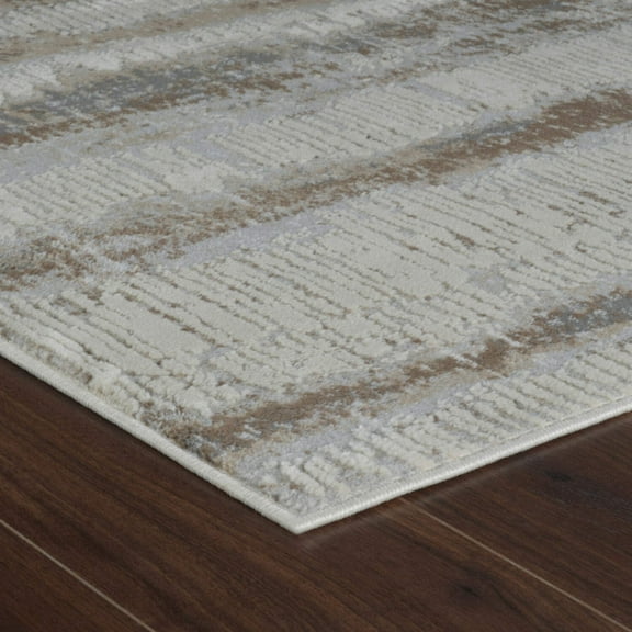 7' X 10' Beige and Brown Abstract Non Skid Area Rug