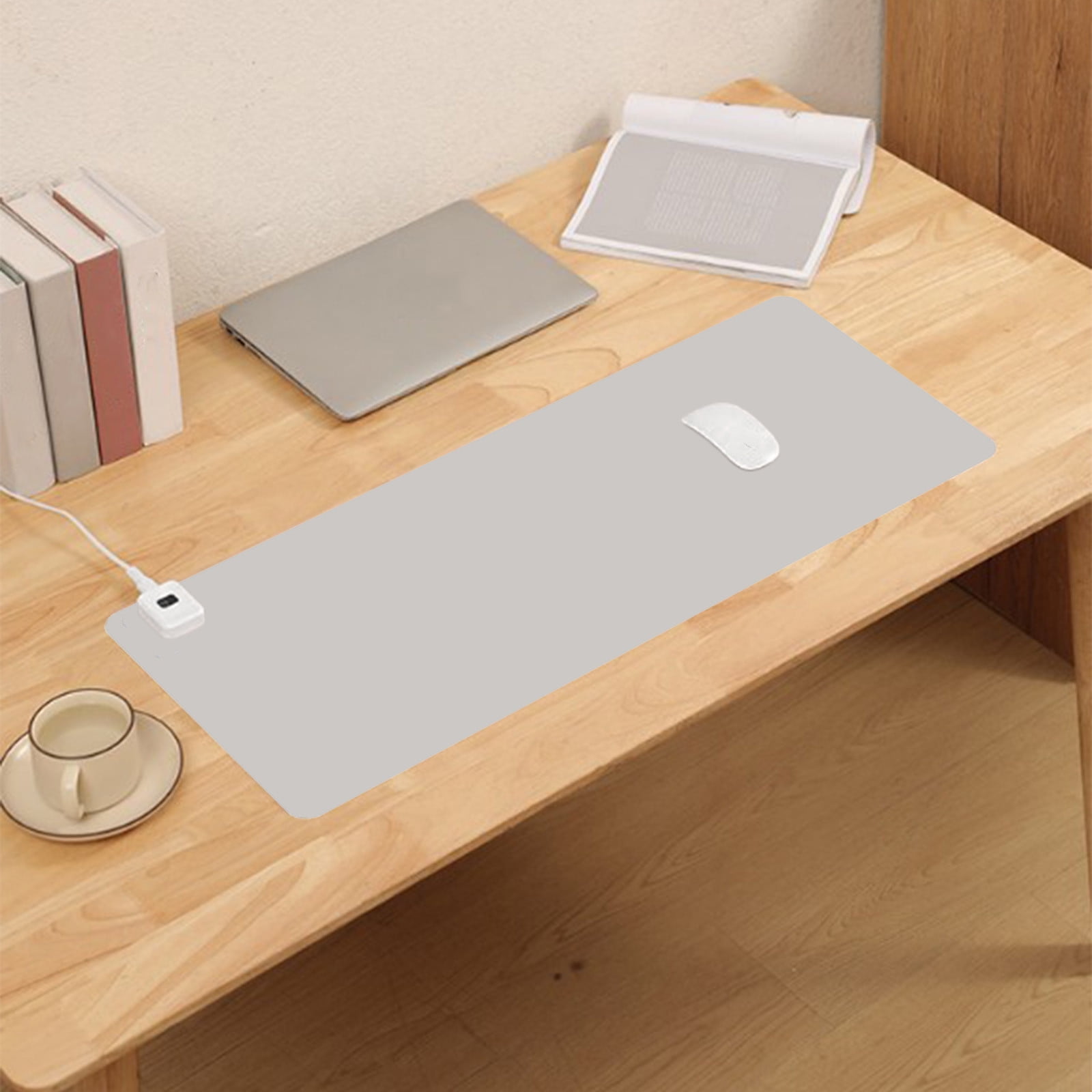 Tuphregyow Heated Desk Pad Warm Office Desk Mat with 3 Speed Control Extended Edition Gaming Mouse Pad and Foot Warmer Pad Timer Off 24x14 Inches Gray