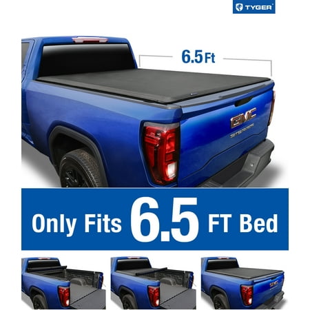 Tyger Auto T1 Soft Roll-up Truck Bed Tonneau Cover Compatible with 2014-2018 Chevy Silverado / GMC Sierra 1500; 2015-2019 2500 HD 3500 HD; 2019 LD/Limited | 6'6" Bed | TG-BC1C9007 | Vinyl