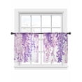thumbnail image 2 of Spring Flowers Semi Sheer Curtains 54 Inch Length 2 Panels Set, Purple Lavender Floral Modern Pastoral Sheer Kitchen Curtain Privacy Voile Window Curtain for Living Room Bedroom Rod Pocket Drapes, 2 of 7