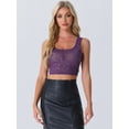 thumbnail image 4 of Unique Bargains Mesh Top for Women's Sleeveless Scoop Neck Crop Tops S Purple, 4 of 6