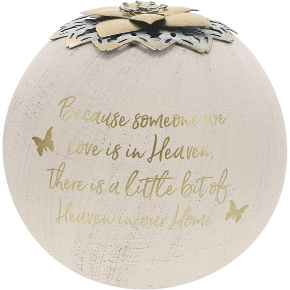 Pavilion Gift Company Round 5 Inch Tealight Candle Holder Because Someone We Love, Little Bit of Heaven in Our Home, 5.5 Inch, Gold