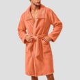 thumbnail image 3 of Hrsba Fleece Robe for Men,Solid Color Double Fleece Turn Down Collar Open Front Sleep Robe With Belt Wearable Outdoor Fall Bathrobe, 3 of 8