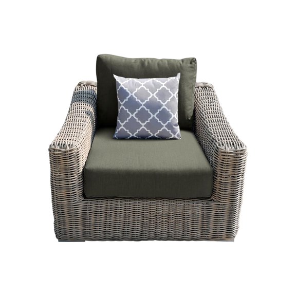Tulum Two-Tone Dark Beige Aluminum Frame Arm Chair in Gray Cushion
