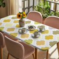 thumbnail image 3 of Yellow Orange Moroccan Table Cloths for 5 Foot Rectangle Tables, Vintage Boho Geometric Pattern Gray Patio Waterproof Elastic Fitted Tablecloths, Washable Rectangular Table Cover for Camping, 3 of 8