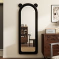thumbnail image 3 of Gleamira 63"x 24" Arched Bear Ear Full Length Mirror Floor Mirror with Flannel Frame, Black, 3 of 5