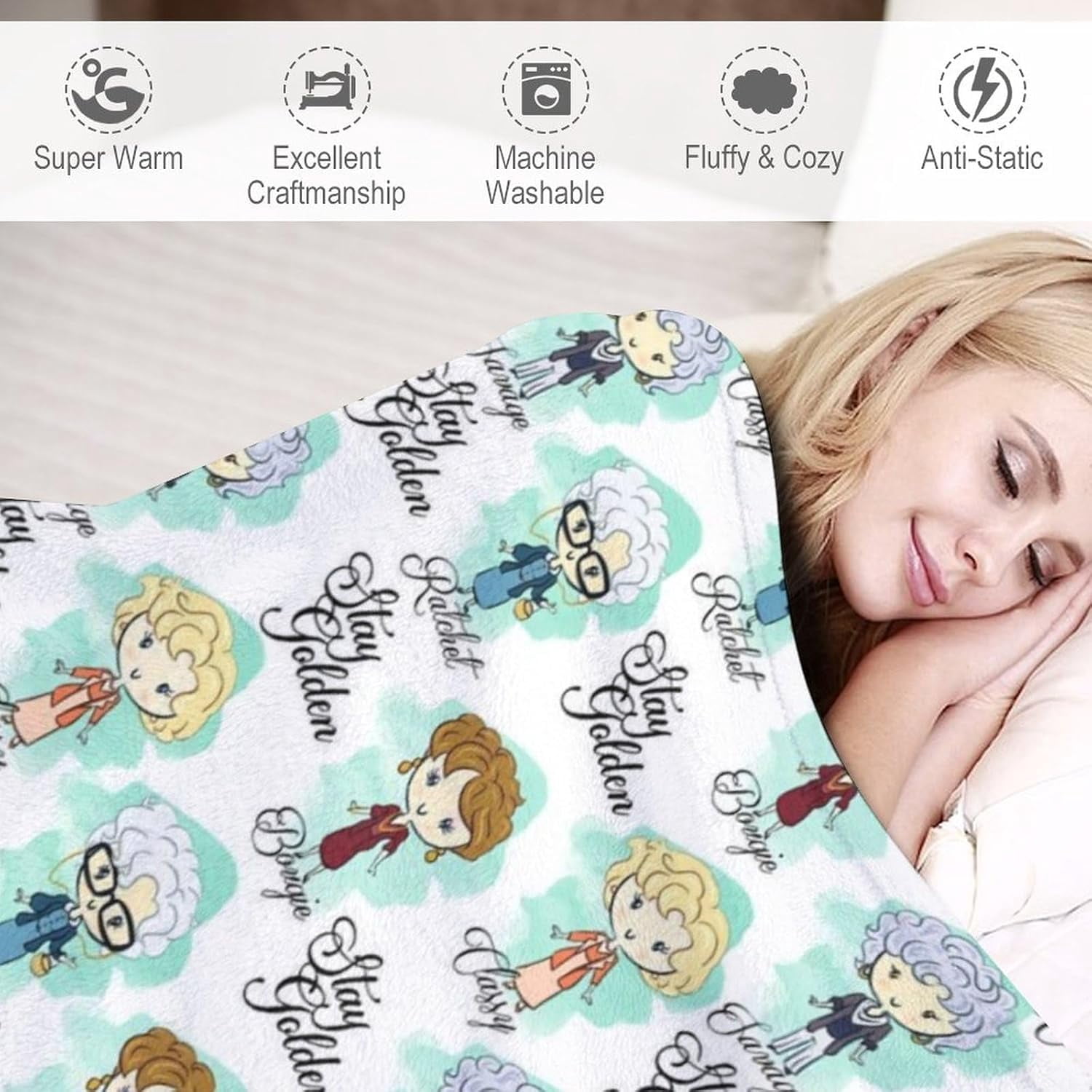 Goldengirls Blanket for Women Gifts Cozy Throw Blankets Lightweight Golden Girls Merchandise for Couch Bed Sofa Car Home Decor