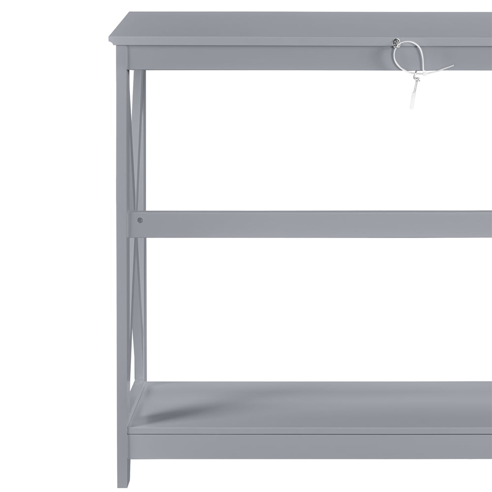 Yaheetech 2-Tier X-Design Console Table with Shelf for Living Room, Gray