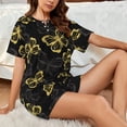thumbnail image 6 of Bingfone Golden Glitter Butterflies Print Pajamas Sets for Women Soft Short-Sleeved Pjs with Lounge Shorts Two Piece Sleepwear, 6 of 8