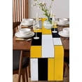 thumbnail image 2 of Table Runner 36 Inch Long - White Black Yellow PatchworkDecorative Table Scarf,Abstract GeometricDining Table Runners for Wedding Party Kitchen Dining Tables, 2 of 7