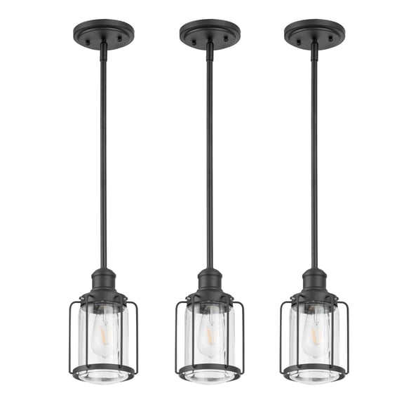 Prominence Home 3 Pack Lincoln Woods 1 Light Kitchen Island Linear Pendant Bar Light