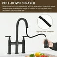 thumbnail image 5 of Izzovium Double Handle Bridge Kitchen Faucet with Pull-Down Spray Head, Matte Black Stainless Steel, 360° Swivel Spout, 1.5GPM Flow Rate, 8.85" Spout Reach, 5 of 9