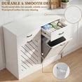 thumbnail image 3 of 15 Gallons Double Tilt-Out Trash Cabinet, Hidden Garbage Storage with Drawer & Diagonal Pattern for Kitchen & Living Room, White, 3 of 8