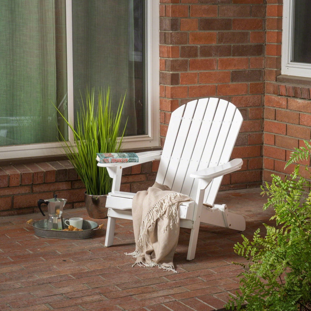 ZHICHUN  Malibu Rustic Acacia Wood Folding Adirondack Chair Weather Resistant Outdoor Slatted Lounge Chair for Patio Garden and Backyard