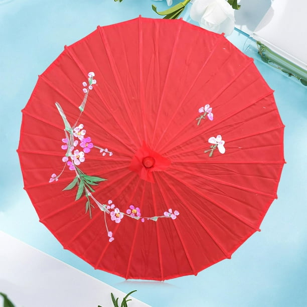 Sombrilla Clásico Aceitado Decoración Plegable a Prueba de Lluvia Macarena Rojo