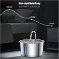 thumbnail image 5 of DFS Stainless Steel Automatic Pet Water Fountain, 2.2L/ 75oz Pet Dog Stainless Steel Water Dispenser Includes 2 Replacement Filters & Sponges for Cats & Dogs, 5 of 8