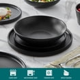 thumbnail image 3 of Malacasa 24 Pieces Stoneware Dinnerware Set, Stackable Plates and Bowls sets for 6, Dinner Set, Microwave & Dishwasher Safe, Black, 3 of 11