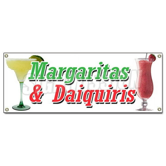 MARGARITA & DAIQUIRIS BANNER SIGN frozen drinks bar banana strawberry