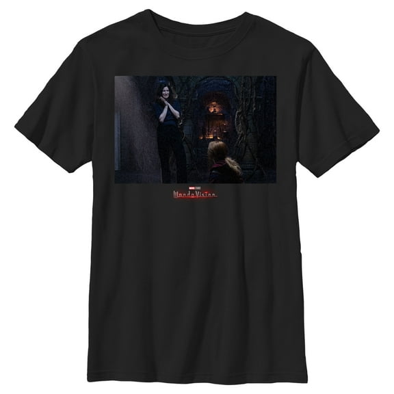 Boy's Marvel WandaVision Wanda and Agatha Graphic Tee Black Small
