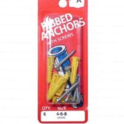

5pk Midwest 24345 Ribbed Plastic Anchors With Screws 4-6-8