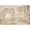 thumbnail image 2 of Giovanni Paolo Panini 14x11 Black Ornate Wood Framed Double Matted Museum Art Print Titled: Figures in Classical Ruins (1691-1765), 2 of 5