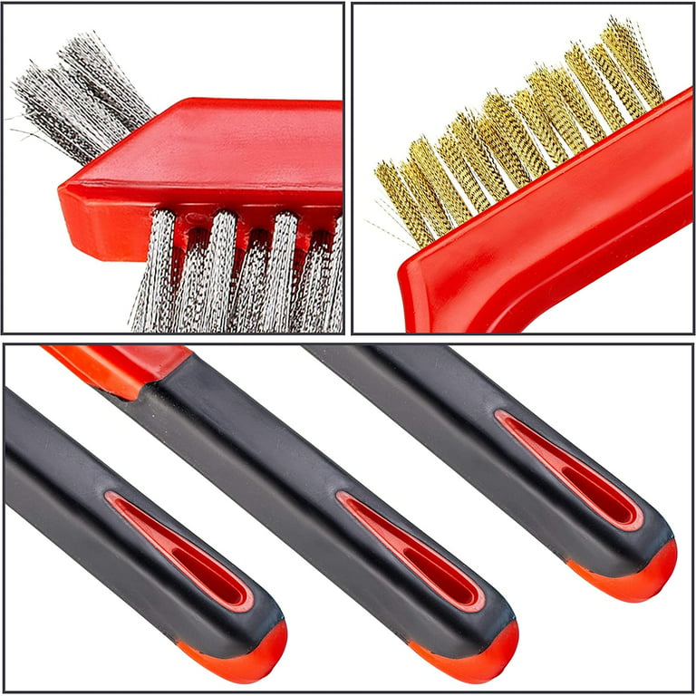 3Pcs Stainless Steel/Brass/Nylon Brushes Set 7inch - Small Mini Wire Metal  Scratch Brush for Cleaning Rust, Drill, Small Spaces, Polishing (Blue) -  Yahoo Shopping