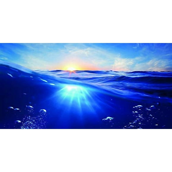 VIP.LINE Ocean Water Aquarium Background Poster Fish Tank Landscape Decorations Sticker Customization (48" x 18"/ 122 x 46cm)